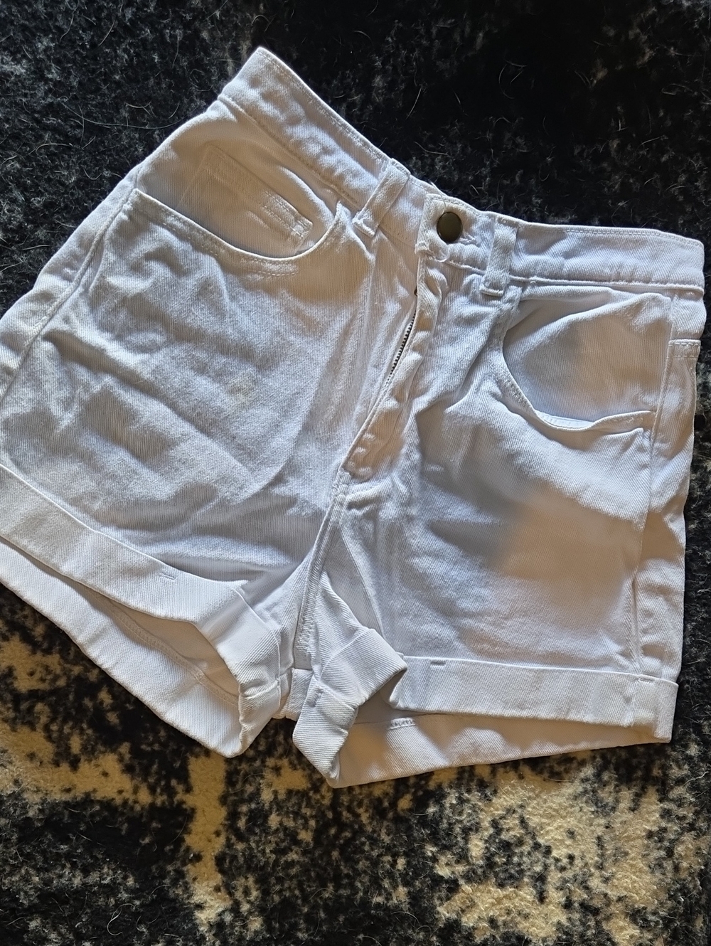 Women's White High-Rise Denim Shorts